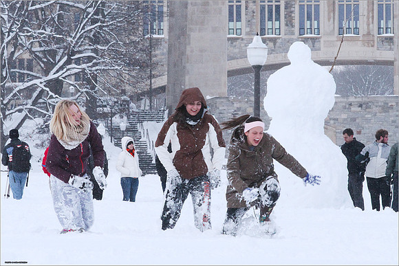 Snow on Campus. Virginia Tech.