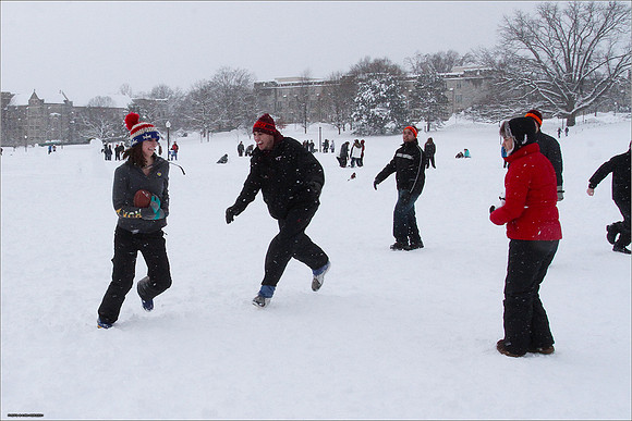 Snow on Campus. Virginia Tech.