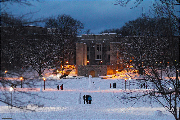 Snow on Campus. Virginia Tech.
