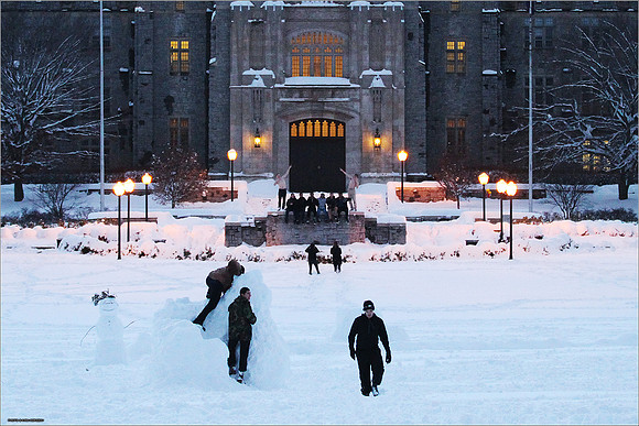 Snow on Campus. Virginia Tech.