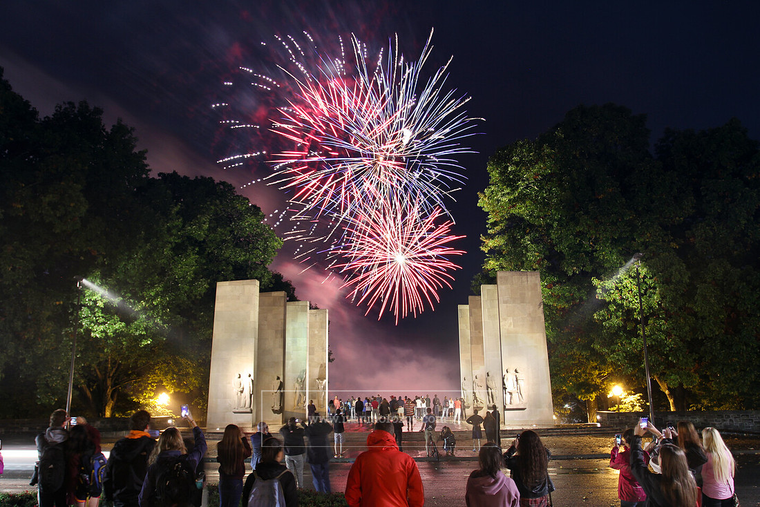 Ring Dance Fireworks at War Memorial. Virginia Tech.