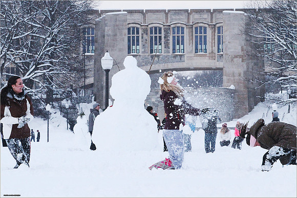 Snow on Campus. Virginia Tech.