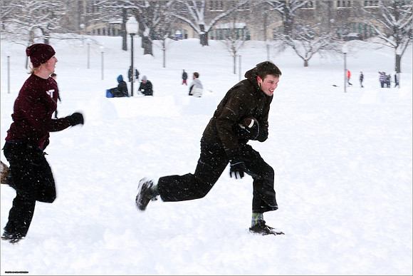 Snow on Campus. Virginia Tech.